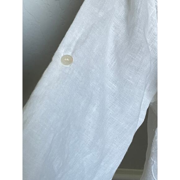 Lungo L'arno Italy Linen Embroidered White Top - Picture 9 of 9